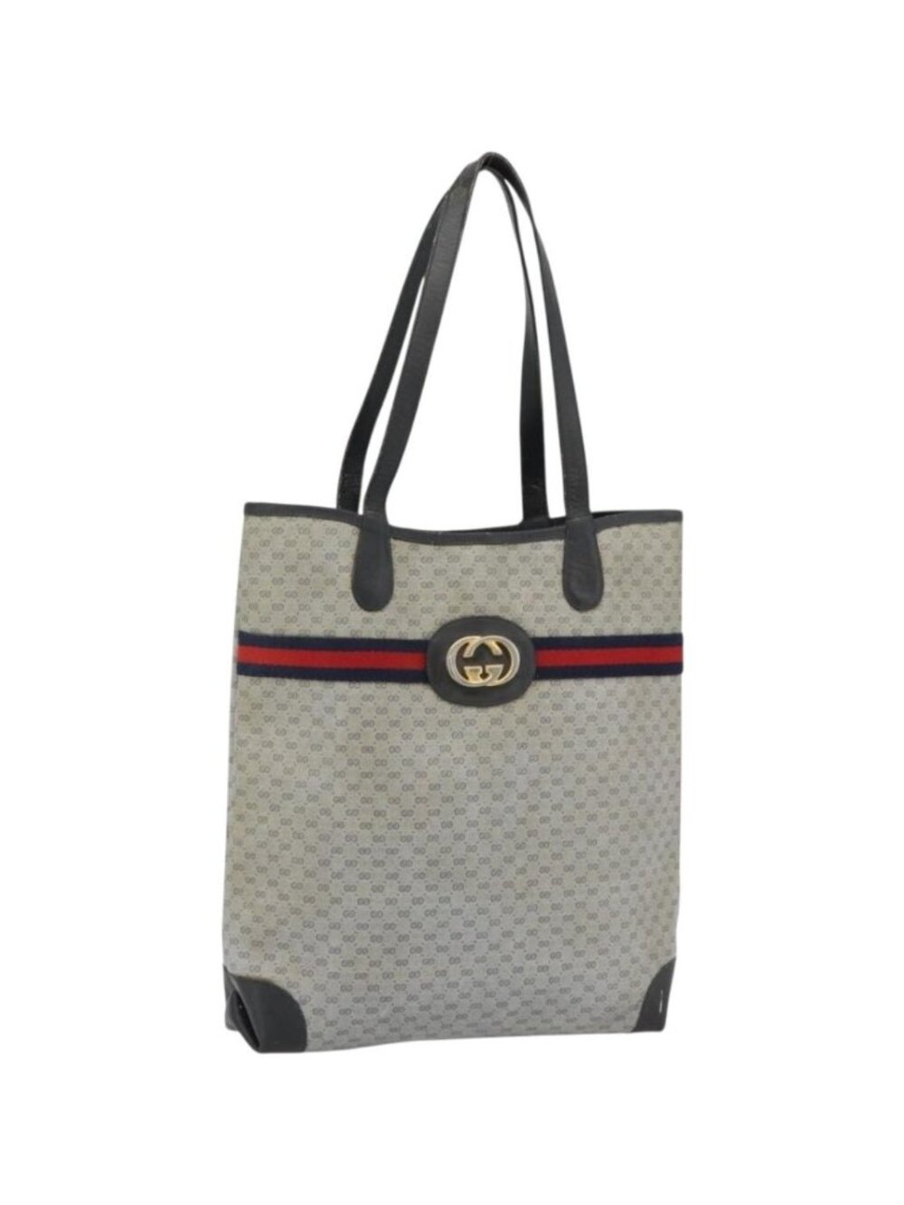 GUCCI Micro GG Supreme Sherry Line Bag PVC Navy Gold 002 904 0131